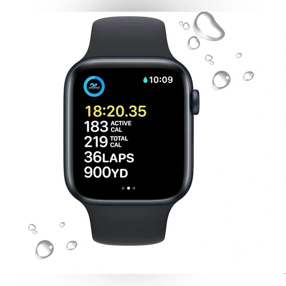 Apple Watch SE (2nd Gen) GPS 44mm Midnight Aluminum Case, Sport Band M/L